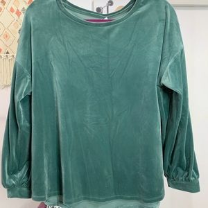 Green soft velvet top from Old Navy